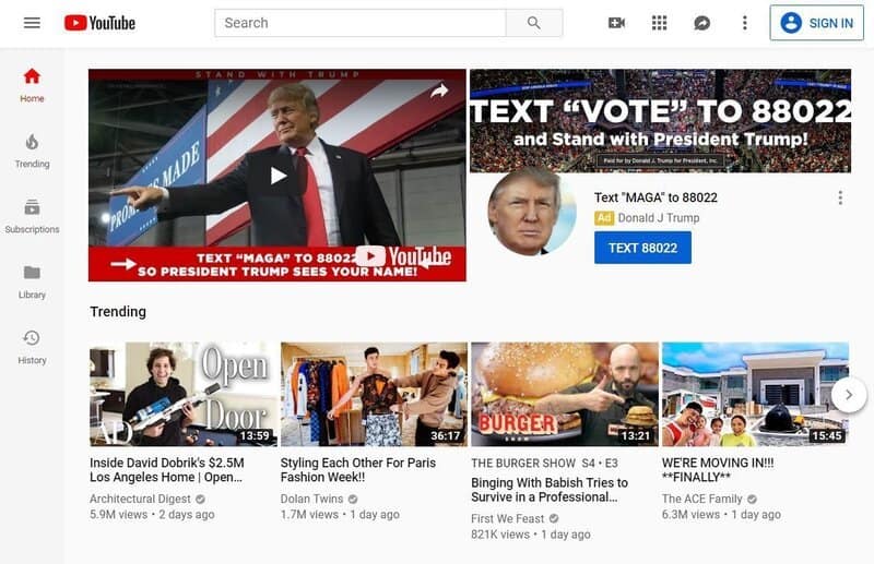 Дональд Трамп You tube